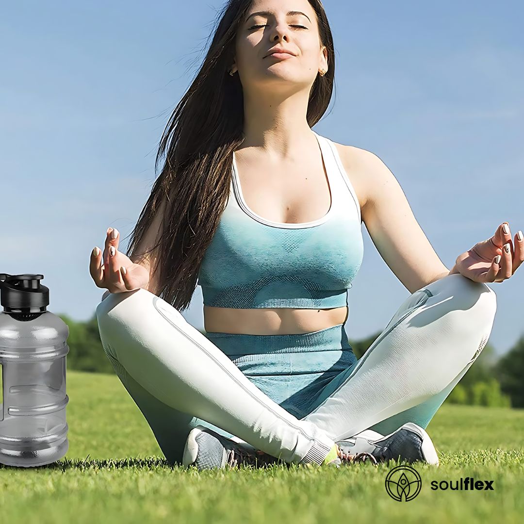 A large 2.5-liter water bottle made of durable, clear plastic with a sturdy handle on the side for easy carrying. 