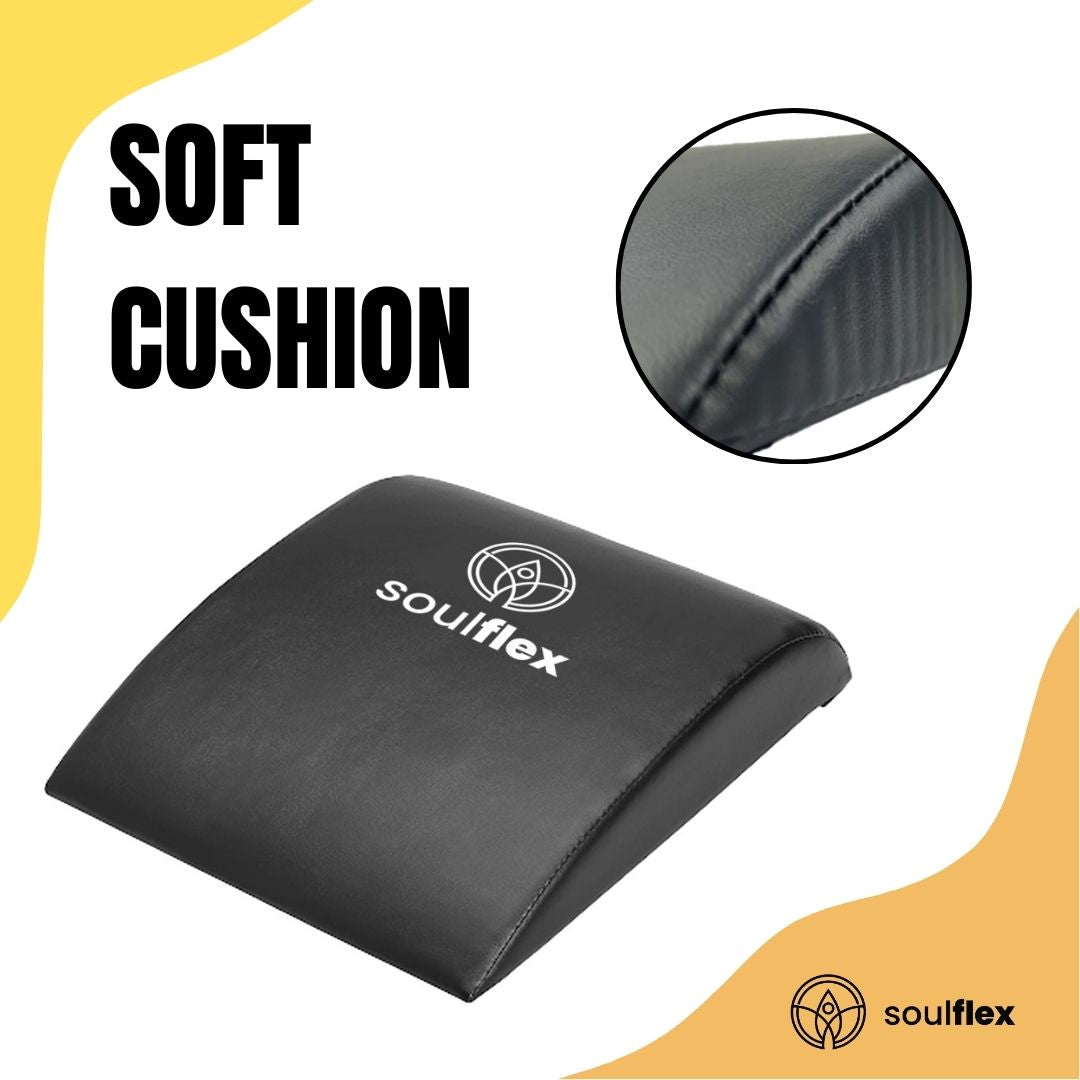 Soulflex Ab Mat for Men & Women, exercise mat for core training and lower back strength. Lightweight abdominal mat for home and gym use, featuring an anti-sweat surface, hook and loop cover, non-slip bottom, and high-density sit-up pad. Ideal for abs workouts, portable and versatile fitness accessory.