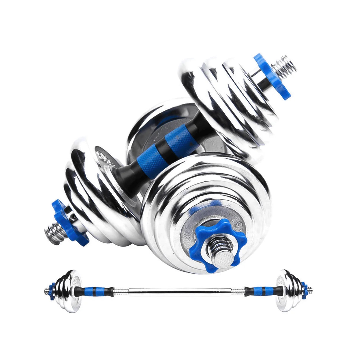 Soulflex 2-in-1 Dumbbell-Barbell Set, Adjustable Upto 20 Kgs, Cast Iron Weightlifting Kit with Chrome Electroplating, Neatly Packed in a Hard Shell Case for Easy Storage, Versatile Home and Gym Strength Training Equipment.