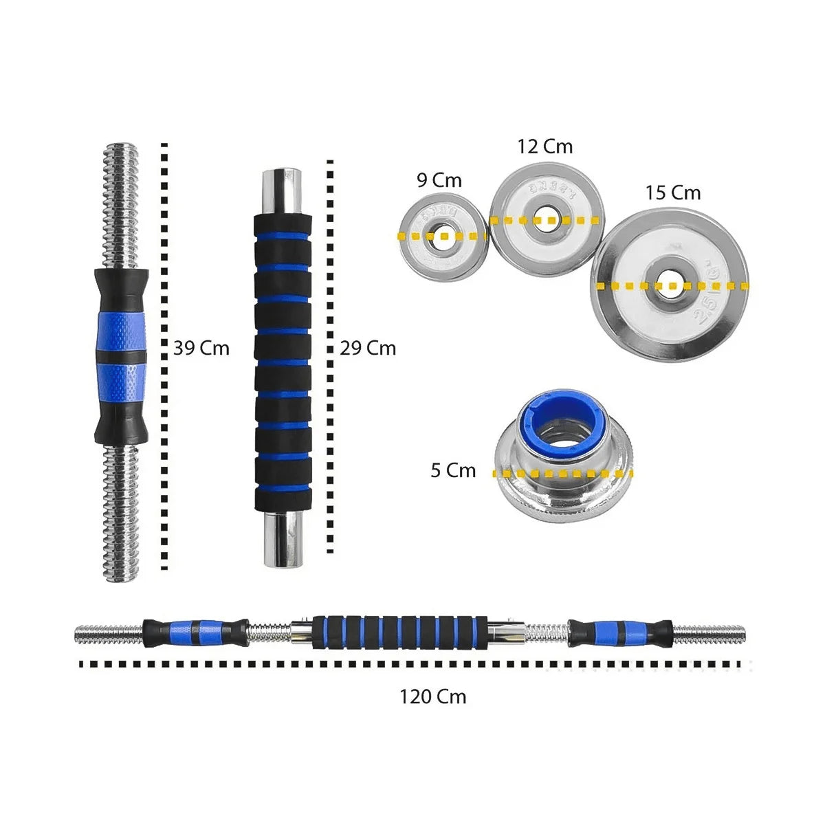 Soulflex 2-in-1 Dumbbell-Barbell Set, Adjustable Upto 20 Kgs, Cast Iron Weightlifting Kit with Chrome Electroplating, Neatly Packed in a Hard Shell Case for Easy Storage, Versatile Home and Gym Strength Training Equipment.