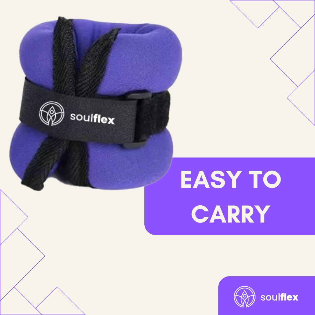 Soulflex Ankle/Wrist Weight Set (1kg x 2) designed for running, jogging, and strength training. Adjustable weights with hook and loop straps for secure fit, ideal for adding resistance to arms and legs workouts. Perfect for home and gym use, enhancing overall fitness and muscle toning. Durable and comfortable design for versatile training sessions.