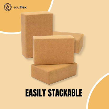 Soulflex High-Density Cork Yoga Block, premium single piece yoga brick designed for men and women. Ideal yoga accessory to improve posture, balance, and performance during asanas. Measures 3x6x9 inches, providing sturdy support for various yoga poses. Durable, eco-friendly cork construction ensures long-lasting use in home and studio workouts.