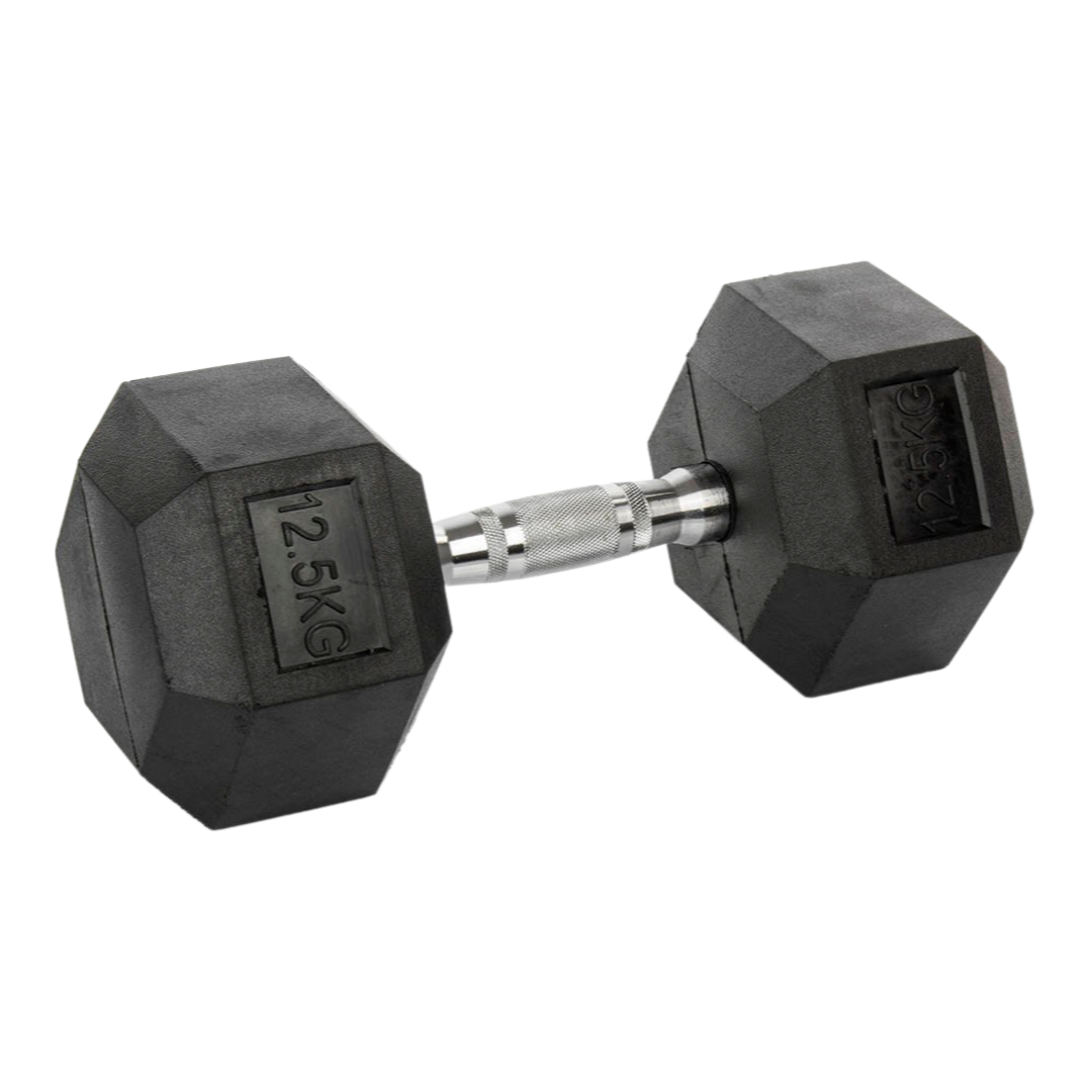 High quality and best rubber hex dumbbell, available in 1 kg, 2 kgs, 2.5 kgs, 5 kgs, 7.5 kgs, 10 kgs, 12.5 kgs, 15 kgs, 17.5 kgs, 20 kgs, 22.5 kgs, 25 kgs.