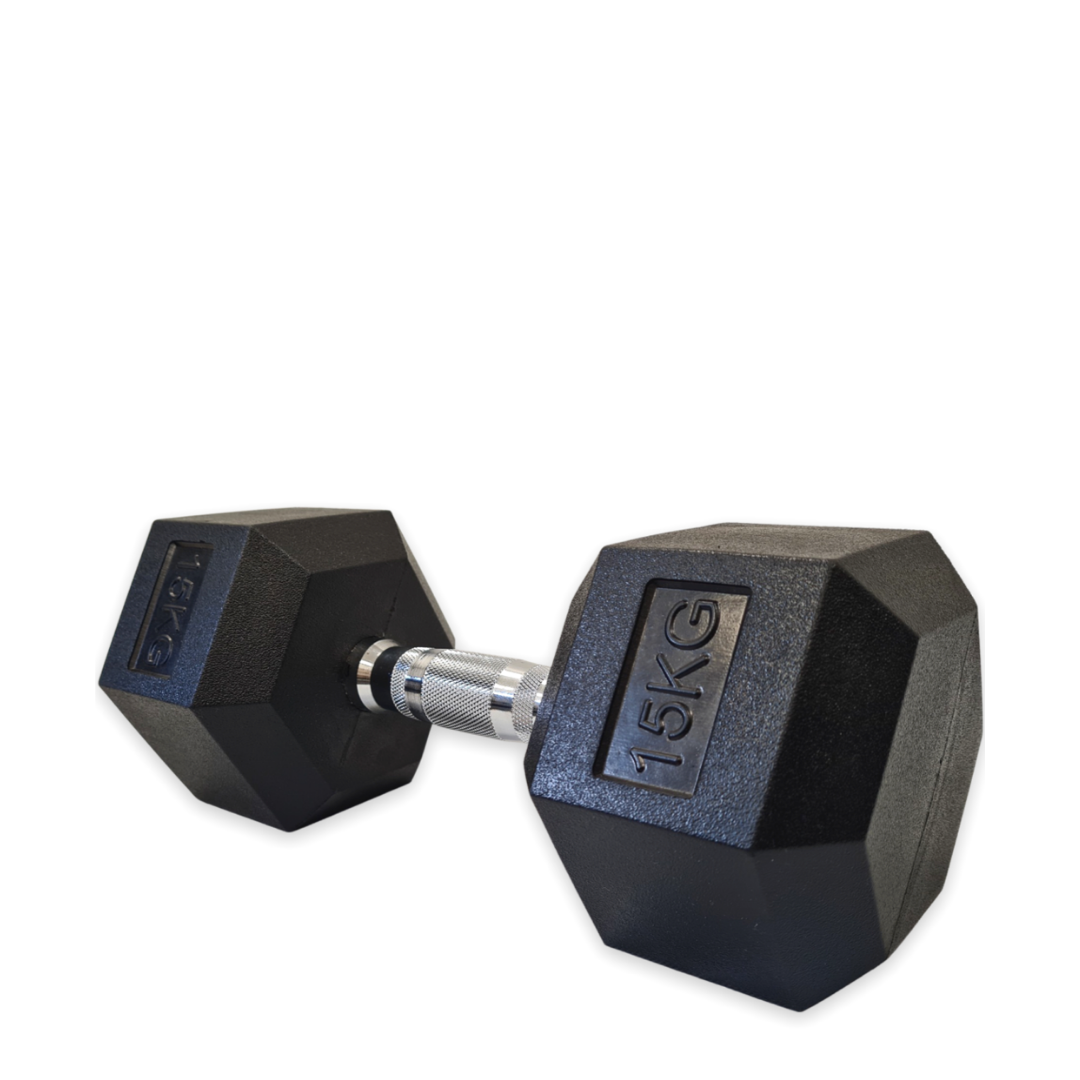 High quality and best rubber hex dumbbell, available in 1 kg, 2 kgs, 2.5 kgs, 5 kgs, 7.5 kgs, 10 kgs, 12.5 kgs, 15 kgs, 17.5 kgs, 20 kgs, 22.5 kgs, 25 kgs.