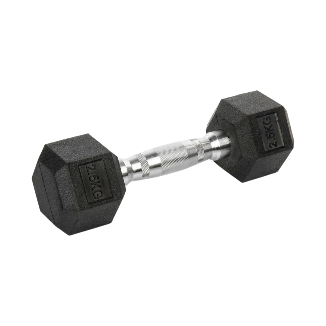 High quality and best rubber hex dumbbell, available in 1 kg, 2 kgs, 2.5 kgs, 5 kgs, 7.5 kgs, 10 kgs, 12.5 kgs, 15 kgs, 17.5 kgs, 20 kgs, 22.5 kgs, 25 kgs.