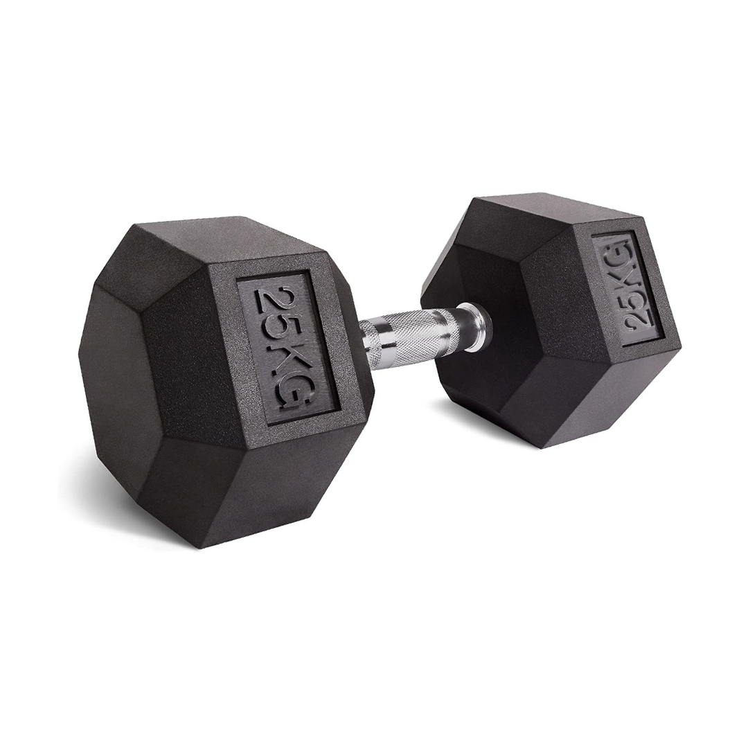 High quality and best rubber hex dumbbell, available in 1 kg, 2 kgs, 2.5 kgs, 5 kgs, 7.5 kgs, 10 kgs, 12.5 kgs, 15 kgs, 17.5 kgs, 20 kgs, 22.5 kgs, 25 kgs.