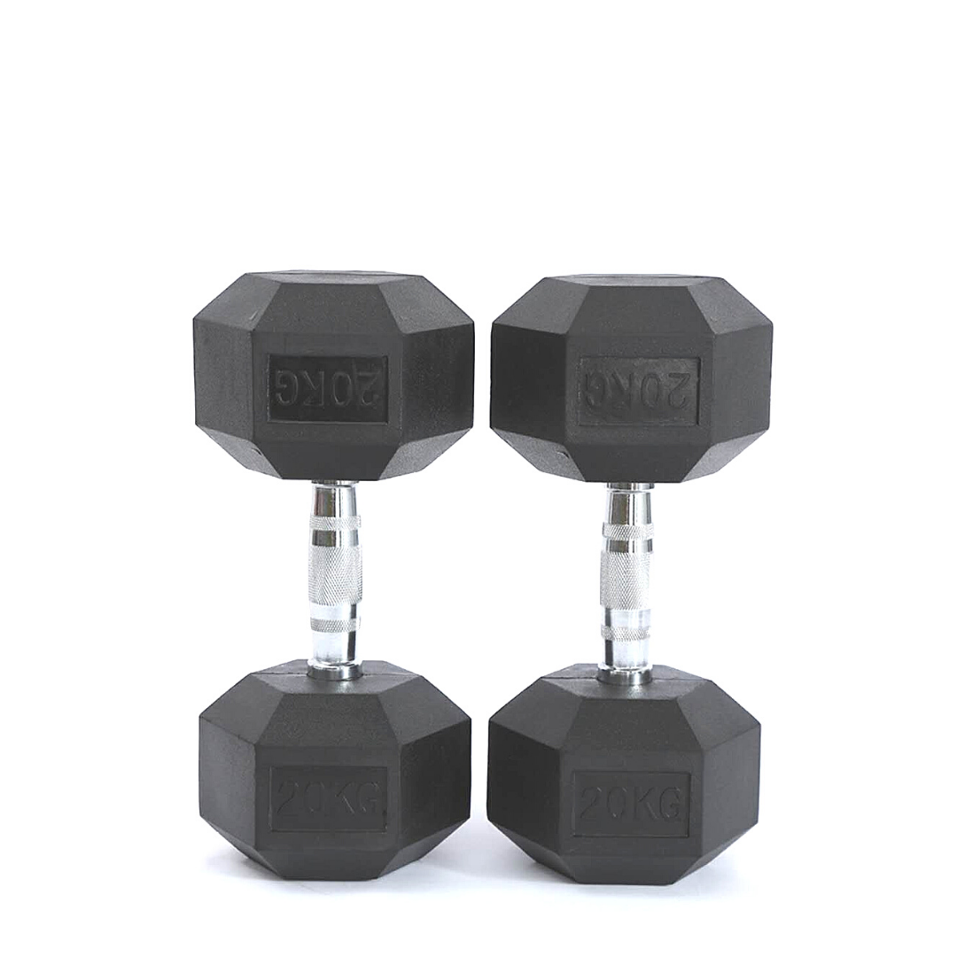 High quality and best rubber hex dumbbell, available in 1 kg, 2 kgs, 2.5 kgs, 5 kgs, 7.5 kgs, 10 kgs, 12.5 kgs, 15 kgs, 17.5 kgs, 20 kgs, 22.5 kgs, 25 kgs.