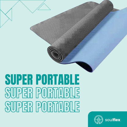 Soulflex Yoga Mat for men, women, and children, extra thick 10mm TPE material, 6ft length and 2ft width, exercise mat for yoga and fitness, yoga equipment for home use, anti-slip, anti-tear, durable fitness mat.