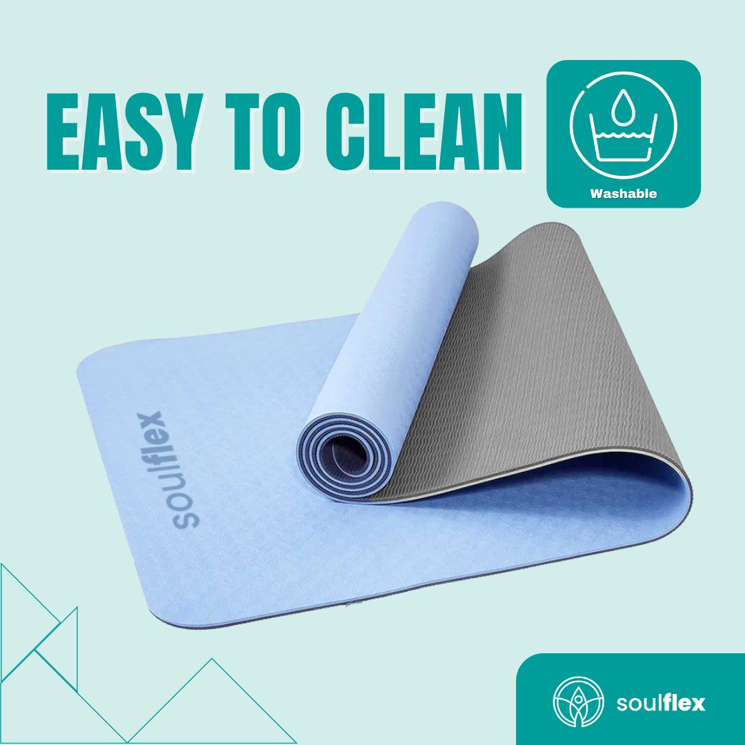 Soulflex Yoga Mat for men, women, and children, extra thick 10mm TPE material, 6ft length and 2ft width, exercise mat for yoga and fitness, yoga equipment for home use, anti-slip, anti-tear, durable fitness mat.